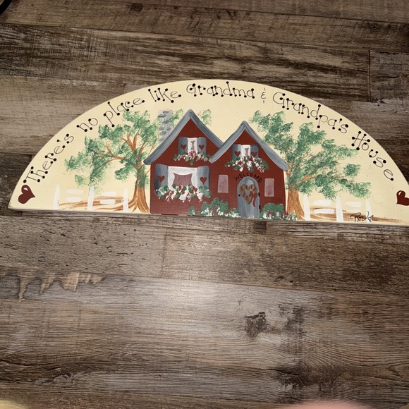 The Unbranded Brand Other - Welcome Friends Wooden Hand Painted 80s "there's No Place Like Grandma/Grandpa